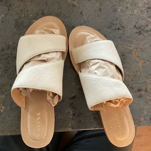 Portland leather goods Patina double swirl slide sandal size 8.5 Bone